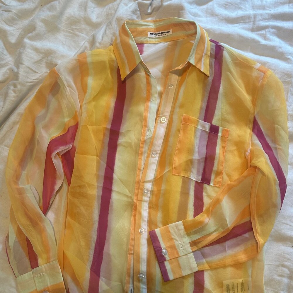 Sheer Strip Button down shirt